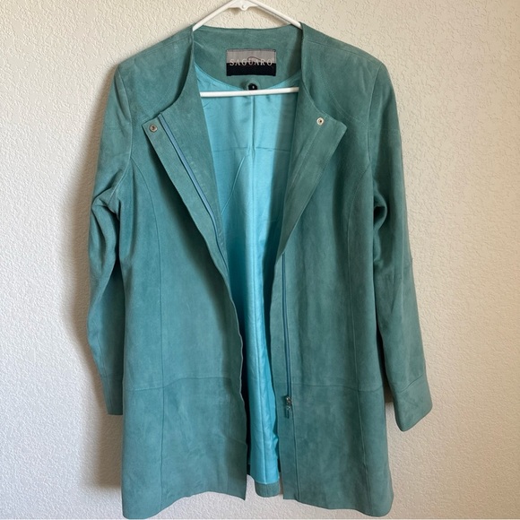 Saguaro Leather Jacket Full-zip Turquoise Size Small - Picture 1 of 11